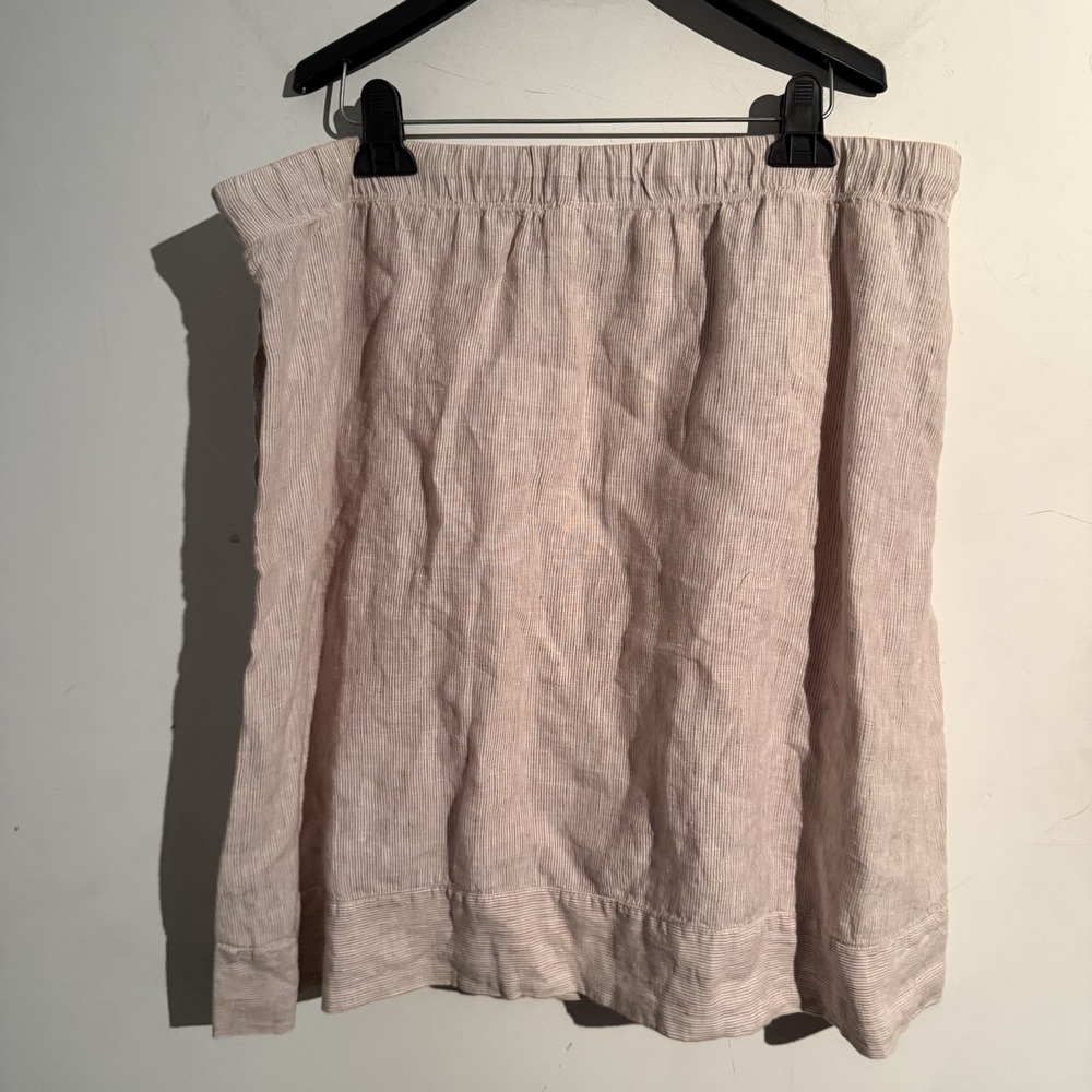 J.jill Love Linen Size XL Pull On Linen Skirt Brown Stripe Lagenlook Minimalist - Picture 4 of 5